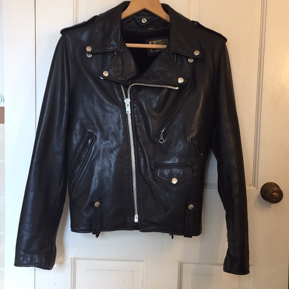 *Vintage* Black Leather Moto Jacket - Picture 1 of 7